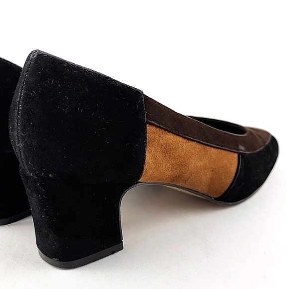 Tender Tootsies Pilar-2 Colourblock Heeled Pump Black Tan Brown Size 6W - Picture 6 of 14